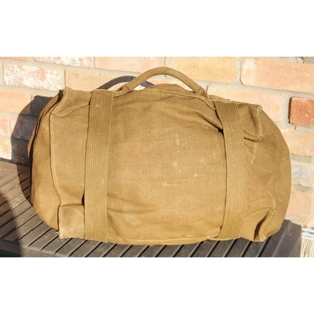VYG Italian Military Canvas Duffel Bag Olive Drab Utility Bag Chain Closure